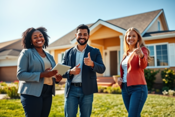 Ilustración de un hogar con un letrero de 'Casa Propia' simbolizando la realización del sueño de tener una casa a través de un préstamo en línea.