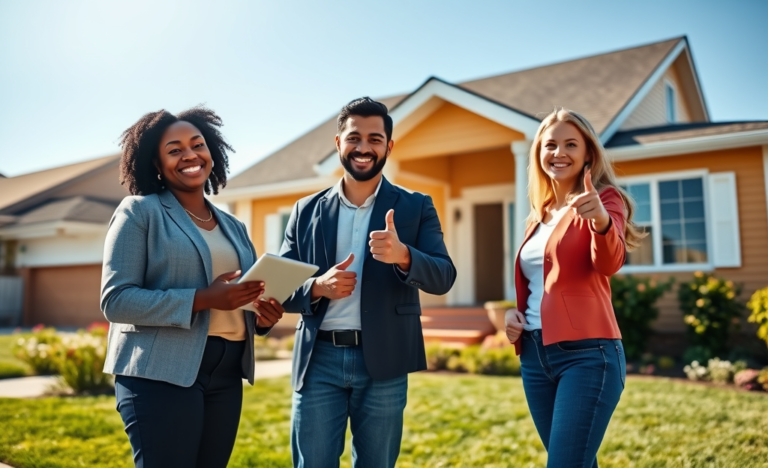 Ilustración de un hogar con un letrero de 'Casa Propia' simbolizando la realización del sueño de tener una casa a través de un préstamo en línea.