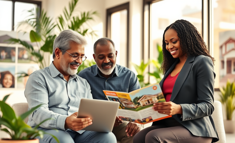 Imagen de una familia sosteniendo llaves junto a su nuevo hogar, simbolizando el Crédito Fácil para Adquisición de Inmueble.