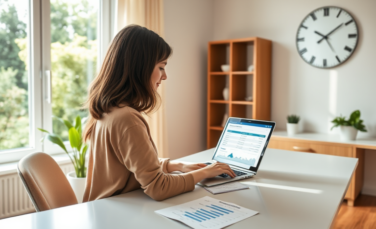 Imagen representativa de un préstamo en línea para refinanciar propiedades, mostrando una casa y un ordenador.